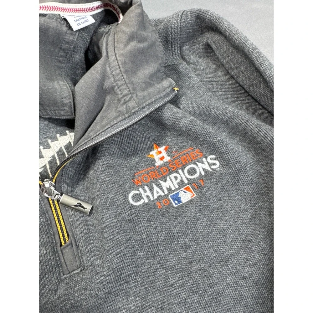 Tommy Bahama Houston Astros 2017 World Series Champions Gray Quarter Zip Mens L